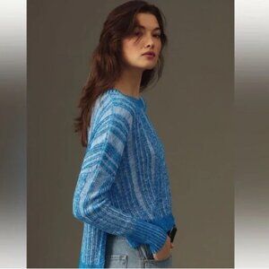 Pilcro High-Low Hem Lightweight Knit Blue Striped Women's Sweater Size XXS